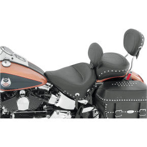 MUSTANG - WIDE STYLE SOLO SEAT WITH REMOVABLE BACKREST - STUDDED - '00-15 SOFTAIL