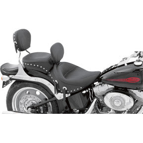 MUSTANG - WIDE STYLE SOLO SEAT WITH REMOVABLE BACKREST - STUDDED - '06-17 SOFTAIL