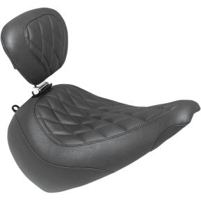 MUSTANG - WIDE TRIPPER FRONT SEAT WITH BACKREST - BLACK, DIAMOND STITCH - '18-20 FLFB & FLFBS