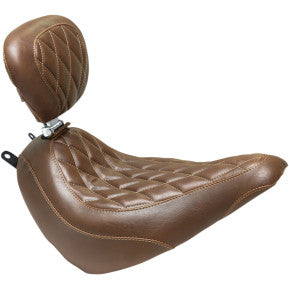 MUSTANG - TRIPPER SOLO SEAT WITH BACKREST - BROWN, DIAMOND STITCH - '18-20 FLDE, FLHC, & FLHCS