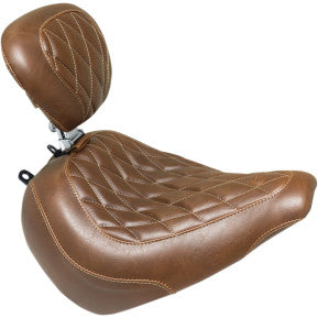 MUSTANG - WIDE TRIPPER FRONT SEAT WITH BACKREST - BROWN, DIAMOND STITCH - '18-20 FXBR & FXBRS