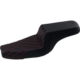 SADDLEMEN - STEP UP SEAT - 3.3 GALLON TANK - BLACK, RED LATTICE STITCH - '04-16 XL