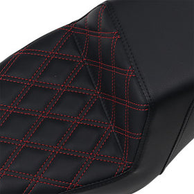SADDLEMEN - STEP UP SEAT - 3.3 GALLON TANK - BLACK, RED LATTICE STITCH - '04-16 XL
