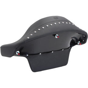 MUSTANG - PASSENGER PAD WITH ARMREST - SMOOTH, CHROME STUDS - '14-20 TOURING