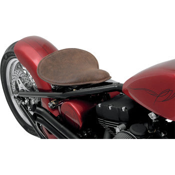 DRAG - LARGE SPRING SOLO SEAT - DISTRESSED BROWN LEATHER, BROWN STITCHING - CUSTOM & RIGID