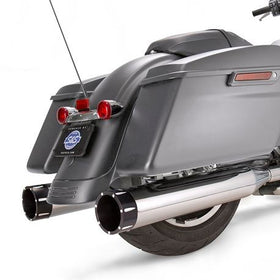 S&S Cycle - Mk45 Slip-On Mufflers Chrome with Highlight Machined Black Tracer End Caps - 4.5