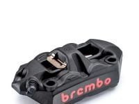 BREMBO - SINGLE BRAKE CALIPER - RADIAL MOUNT - BLACK W/ RED LETTERING